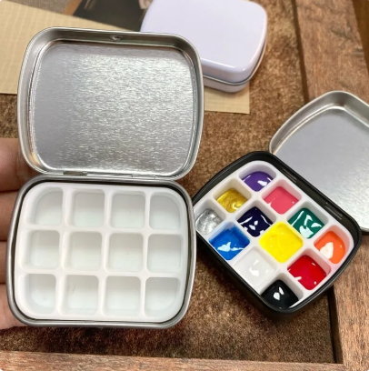 12 Grids Metal Watercolor Tin Box Painting Paint Tray Mini Watercolor Paint Palette Stationry Children School Art Supplies