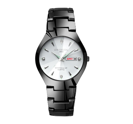 New automatic quartz watch non mechanical tungsten steel strip lovers watch luminous double movement calendar male Watch 004