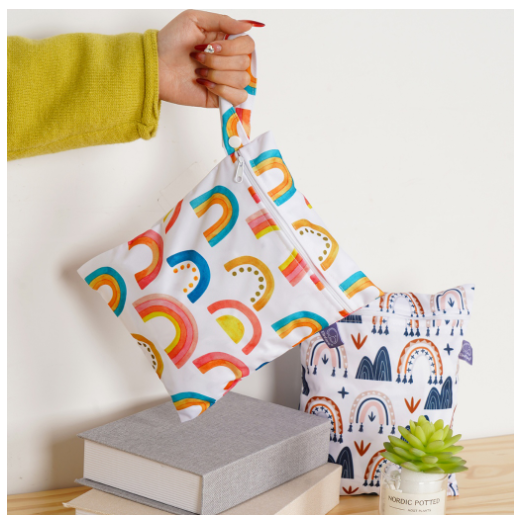 Elinfant 2 Pcs-Set Mini Eco-friendly Portable Waterproof Snack Bag Washable Reusable Baby Diaper Bag D09