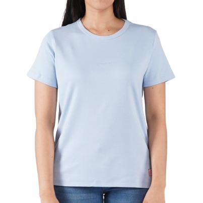 Bobson Japanese Ladies Basic Plain Round Neck Tees for Women Relaxed Fit 121774 (Chambray Blue)