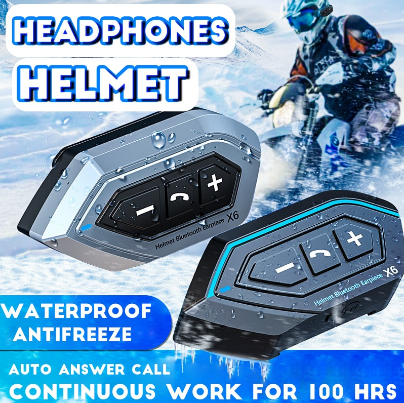 X6 Helmet Headset Bluetooth 5.0 Motorcycle Earphones Wireless Speaker Headphone Handsfree Call Music Play 800mAh