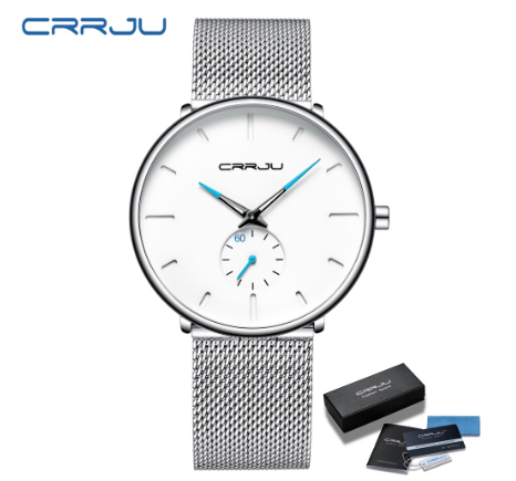 CRRJU Men's Watch Original Brand Ultra thin Sports Fashion Business Simulation Quartz Stainless Steel Waterproof 2150 M07