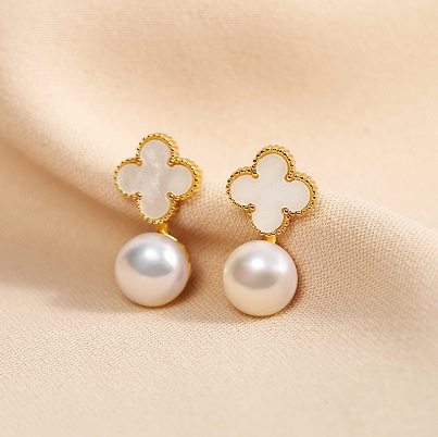 New four-leaf clover Pearl Earrings