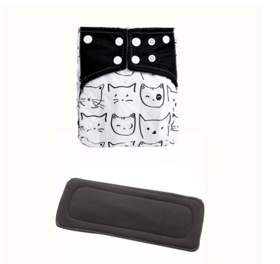 Cloth Diaper 1 Set With Bamboo Charcoal Inserts In Stocks D42