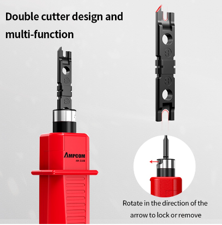 Ampcom Punch Down Tool, Type 110 Network Cable Tool With Two -Blade Telephone Impact Terminal Mounting Tool