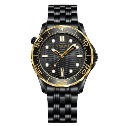 Binbond Men Business Steel Band Quartz Watch Rotating Dial Waterproof Unique Watch Men M8