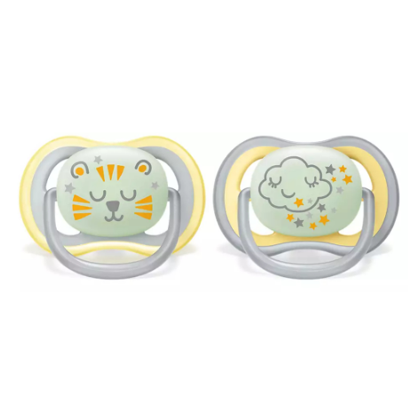 Philips AVENT 18m+ Glow in the Dark Ultra Air Night Time Pacifier, 2-pack