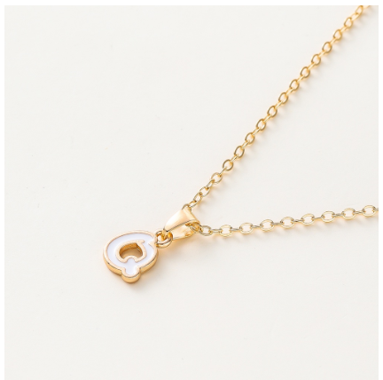 St.kunkka Three-Dimensional Metal English Letter Pendant Necklace Ladies Necklace A-Z for Gift Q