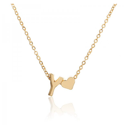 Fashion 26 Letter Pendant Necklace Peach Heart Letter Necklace Clavicle Chain Choker for Men Women Jewelry Gifts Y