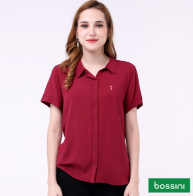 Bossini Ladies Woven Plain Rayon Short Sleeves Blouse OST04-0095