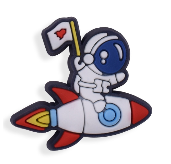 Cartoon Space Rocket Croc Design Jibitz Astronaut Rainbow Jibits Crocks Charm Pins for Men Shoe Accessories Decorations 13