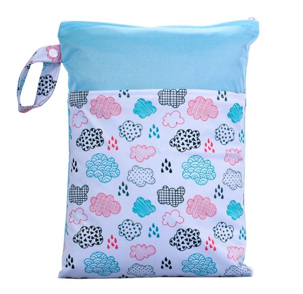 25x35cm Wet Dry Bags Double Pocket Zipper Wet Bag For Baby Cloth Diapers Washable Travel Bags Clothes with Two Zip Bag 009