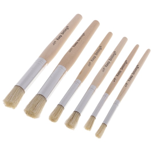 6pcs/Set Round Wooden Handle Bristle Hair Oil Acrylic Painting Brush