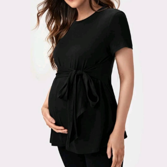 Maternity Tie Front Top Maternity Shirt Pregnant Clothes Peplum Blouse Buntis Top