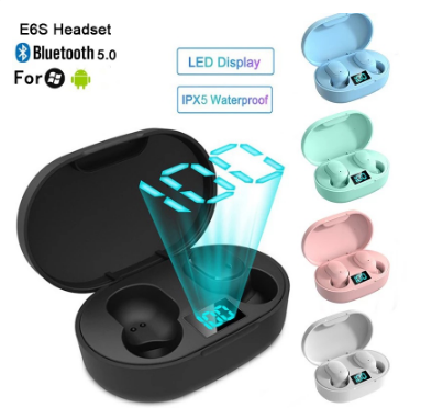 TZUZL TWS E6S Wireless Bluetooth Earbuds Noise Reduction Waterproof Bluetooth 5.0 Headphones with Microphone for Universal Smartphone