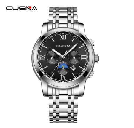 CUENA Men's Watches Original Brand Stainless Steel Waterproof Quartz Analog Business Sports 6052 M6