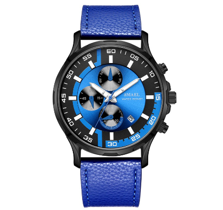 SMAEL 9601 Waterproof Men Watches Top Brand Luxury Sport Chronograph Quartz Watch Men Fashion Leather Date Clock 001