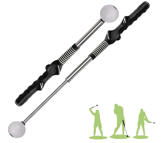 Retractable Golf Swing Training Aid, Golf Grip Trainer & Golf Swing Trainer for Warm-up, Right-Handed Golf Club for Indoor Practice, Golf Accessories - Strength & Tempo Training for Chipping Hitting
