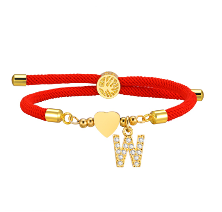 Vnox Zircon Cubic A-Z Initial Letter Women Bracelet Tree of Life Adjustable Red Rope Bracelet for Women Jewelry Gift W