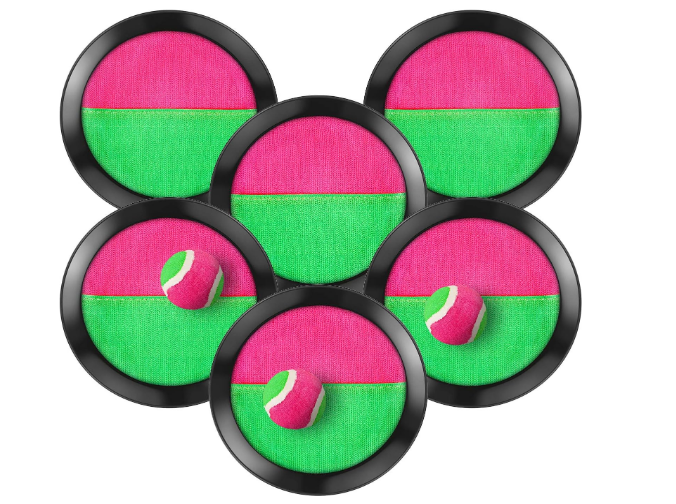 TOODOO Toss and Catch Balls Game, 3 Set Paddle Toss and Catch Ball, 6 Paddles and 3 Balls, Suitable for Sports, Beach, Gifts, Event and Game Prizes, Party Favor and Supplies (Black, 6.1 Inch)