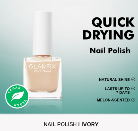 GLAMFIX Nail Polish Clear- Clear Nail Polish Natural Shine Nail Polish Aesthetic Shades Quick Dry