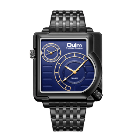 Oulm Gold Large Dial Personality Men's Watch BLACK BLUE