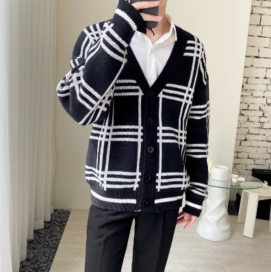 Men's knitted Sweater cardigan loose Korean style
