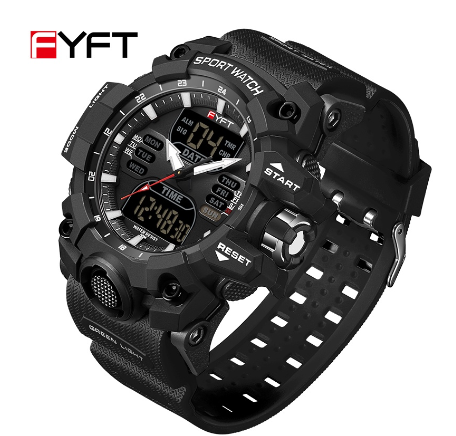 FYFT Luxury Brand Men's Watch High end Waterproof Watch Multifunctional Outdoor Sports Men's Watch-5 BLACK