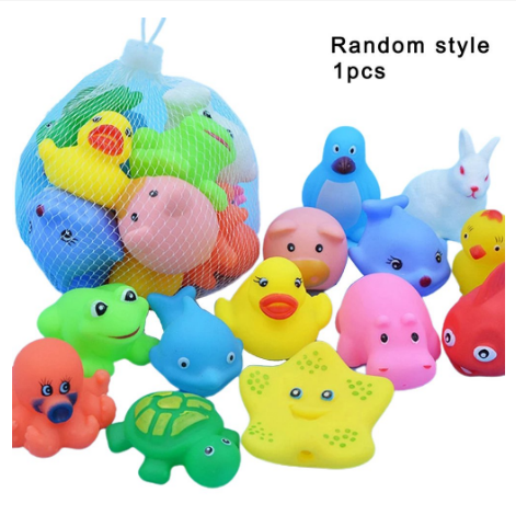 13 Pcs Cute Animals Swimming Water Toys Colorful Soft Rubber Float Squeeze Sound Squeaky Bathing Toy For Baby Bath Toys