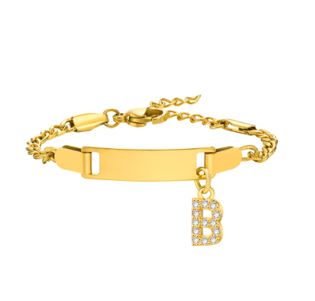 Vnox Baby Name Bracelet with Letter Pendant,Toddler Child ID Bracelet Girl Boy Birthday Gift B