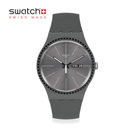 Swatch New Gent Grey Rails SUOM709 Grey Silicone Strap Watch