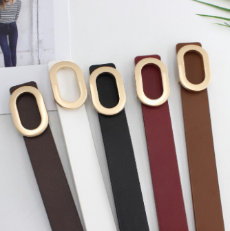 Ladies Belt Gold Oval Buckle Belt For Women