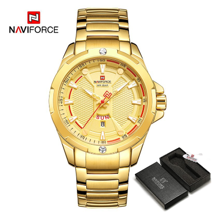 Naviforce Men's Top Luxury Brand Analog Stainless Steel Waterproof Quartz Wristwatch M2