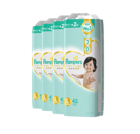 Pampers Premium Care Taped Diapers Large 42s x 4 packs (168 pcs) - 9-14kg