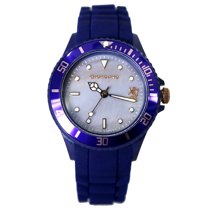 Giordano Sports Blue Rubber White Dial Markings Analog Quartz Watch For Unisex G2191-44