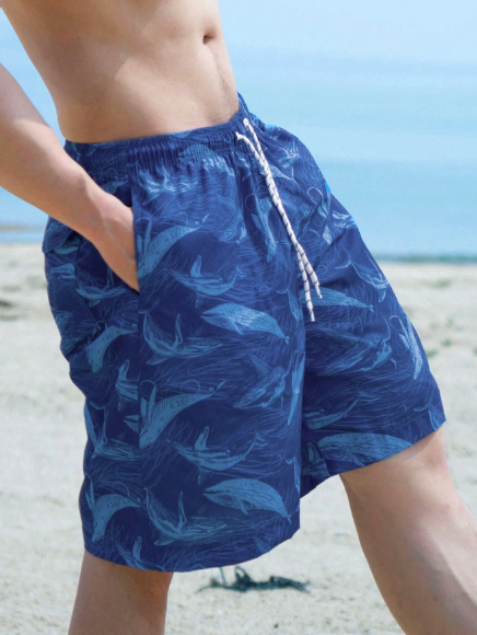 DAZY Men Summer Shark Print Shorts