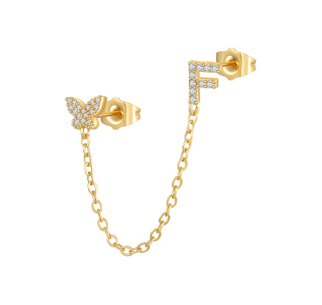 Minimalist Style Fashion Tassel Butterfly Letter Combination Earrings 26 English Letter Earrings Earrings Earrings F