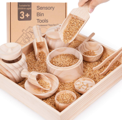 Bollie Baby 8pcs Mini Wooden Sensory Bin Tools