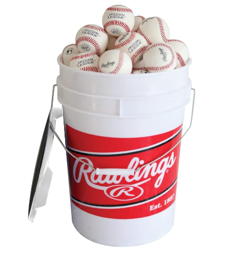 Rawlings | Official League Competition Grade Baseballs | ROLB1X | Game/Practice Use | Youth/14U | Bucket | 24 Count