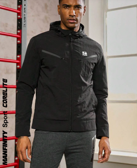 Manfinity Sport Corelite Men Mountain Graphic Zip Up Hooded Sports Jacket