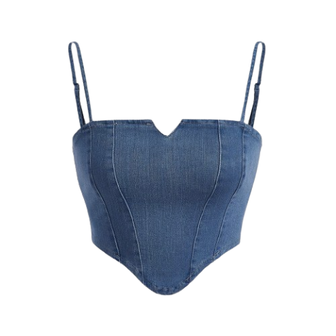 Lovito Women Zipper Sleeveless Denim Top L64AD083 (Blue)