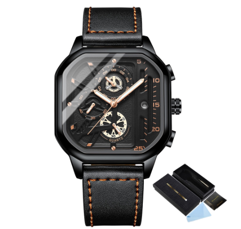 Binbond Original Luxury Square Men's Watch Student Fashion Light Luxury Non-Mechanical Quartz Stainless Steel Watch M1