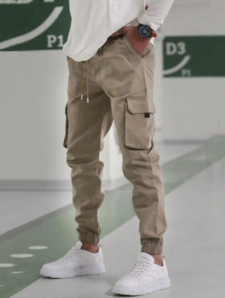 Men's Fashionable Cargo Pants With Multiple Pockets, Casual Outdoor Sports Tapered Joggers