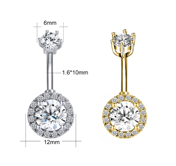 Silver Crystal Navel Rings Stainless Steel Belly Button Rings Gold Anti Allergy Flower Navel Piercings 3