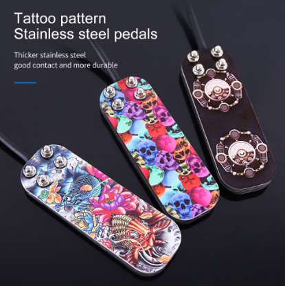 Tattoo Foot Pedal Premium Tattoo Pedal Stainless Steel Tattoo Foot Pedal Switch with 5.9Ft Silicon Soft Wire Power Cord