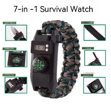 Outdoor Camping Lock Bracelet and Whistle Survival Outdoor Compass Umbrella Rope Bracelet