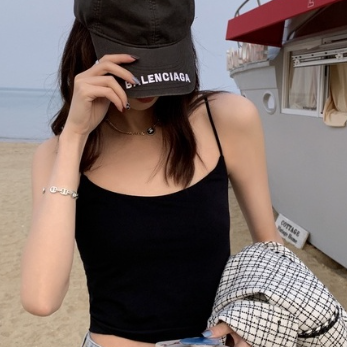 061861Outer Wear Beautiful Back Tube Top With Chest Pad Bottoming Hot Girl Thin-Shoulder Camisole Women Short Style Inner