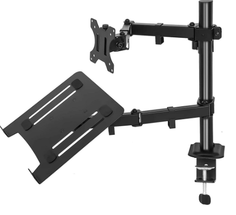 Aluminum Height Adjustable Desktop Arm Monitor Holder Plus Laptop Stand Full Motion Mount