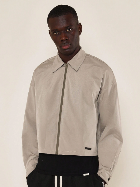 SUMWON Crop Fit Zip Through Nylon Shirt