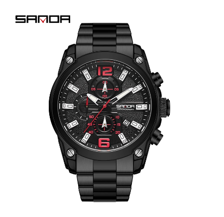 Sanda Business Trend Success Men's Watch Luxury Sports Watch Multifunctional Watch BLACK